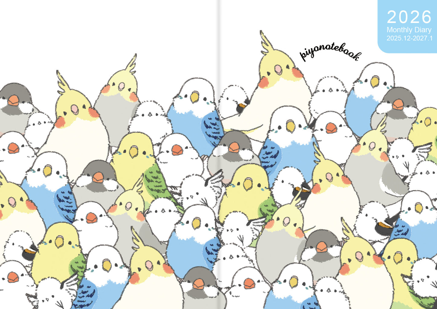 2026 Long-tailed Tit Budgie Java Sparrow Cockatiel Planner Diary Schedule Book A6 size (December 2025 Start)