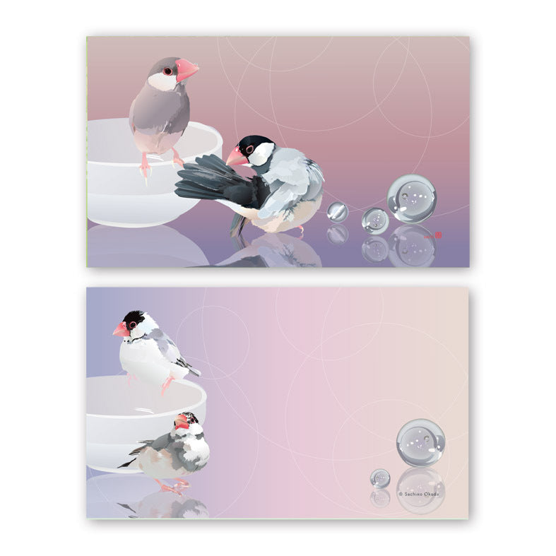 Set of 10 Java Sparrow Mini Message Card