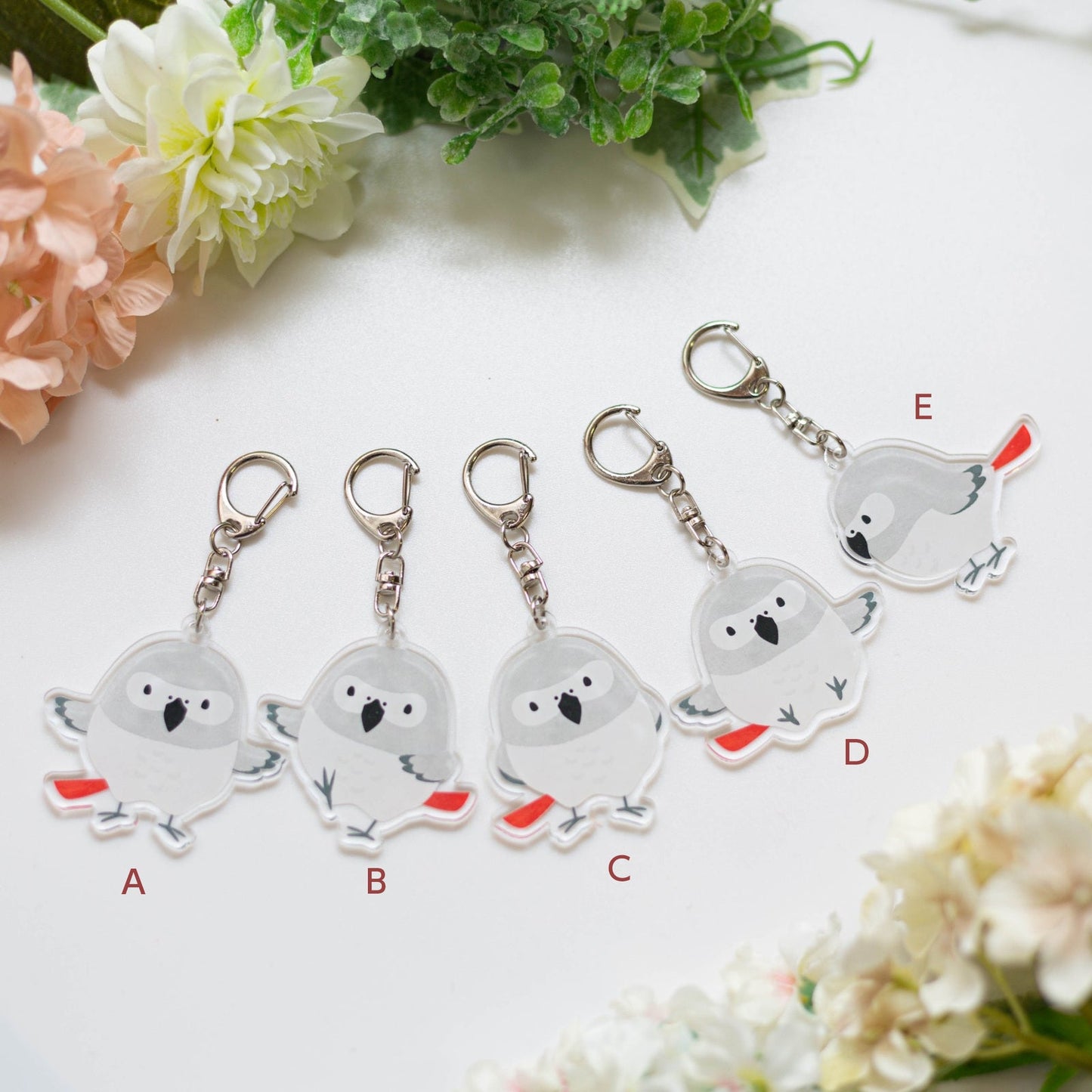 (Made-to-order requests are currently closed. Please wait until we reopen.) Made-to-Order African Gray Parrot Acrylic Key Holder