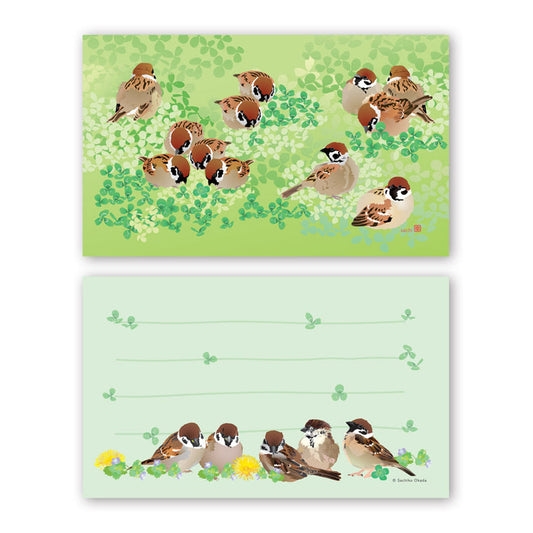 Set of 10 Sparrow Mini Message Card