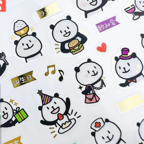 Panda Schedule Stickers with Gold Accent