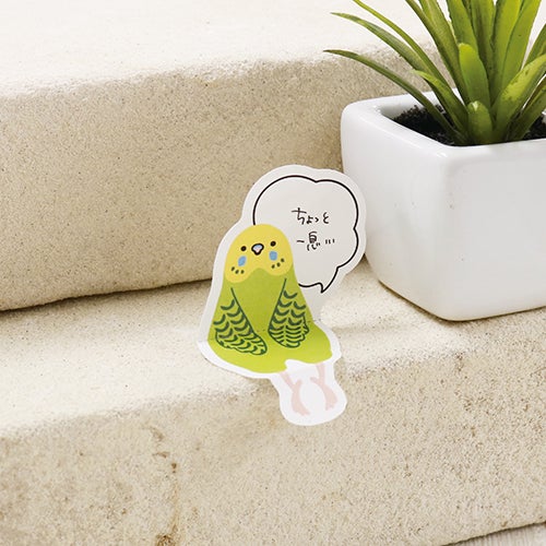 Sitting Budgie Sticky Notes Green Budgerigar