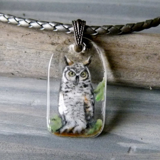 ガラスフュージングペンダント フクロウ - 小鳥雑貨専門のお店 スウィート・バーディー・ブティック