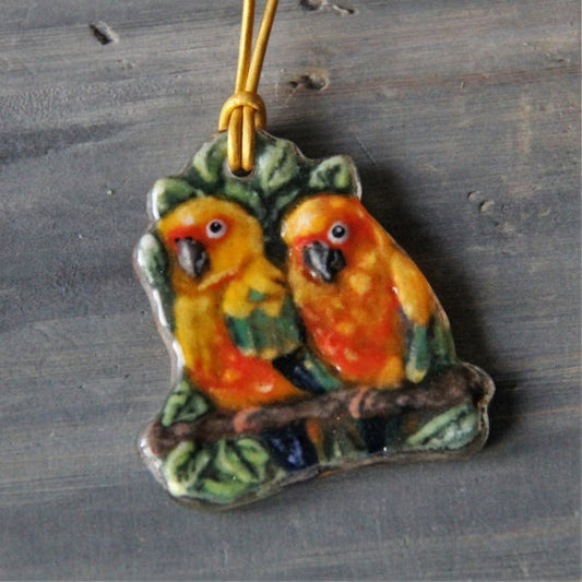 ガラスフュージングペンダント コガネメキシコインコ - 小鳥雑貨専門のお店 スウィート・バーディー・ブティック