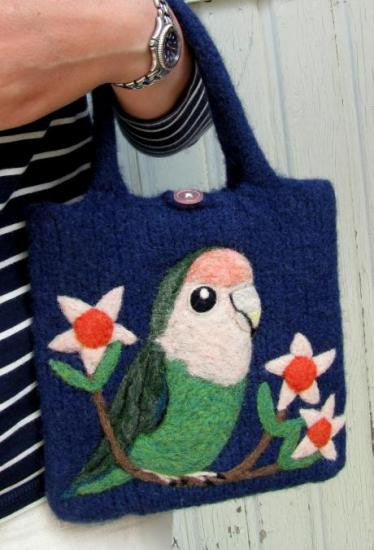 Wool Felted Bag Lovebird - Boutique Sweet Birdie
