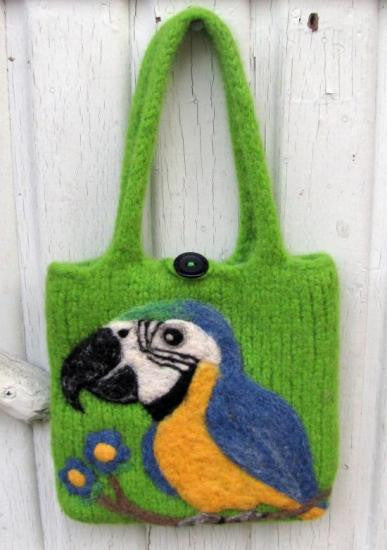 Macaw Wool Felted Bag - Boutique Sweet Birdie