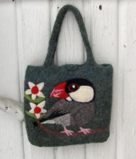 Java Sparrow Wool Felted Bag - Boutique Sweet Birdie