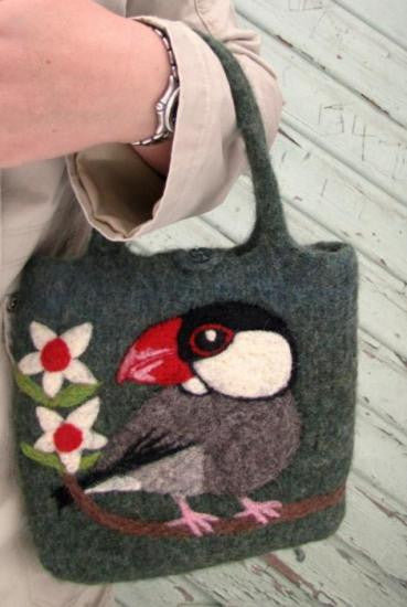 Java Sparrow Wool Felted Bag - Boutique Sweet Birdie