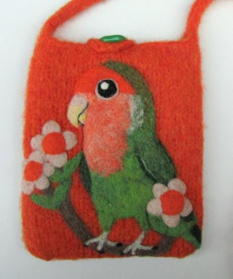 Lovebird Wool Felted Pochette Bag Purse - Boutique Sweet Birdie