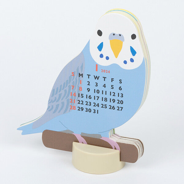 2024 Die Cut Calendar Parakeet Mini Size Stand Type　