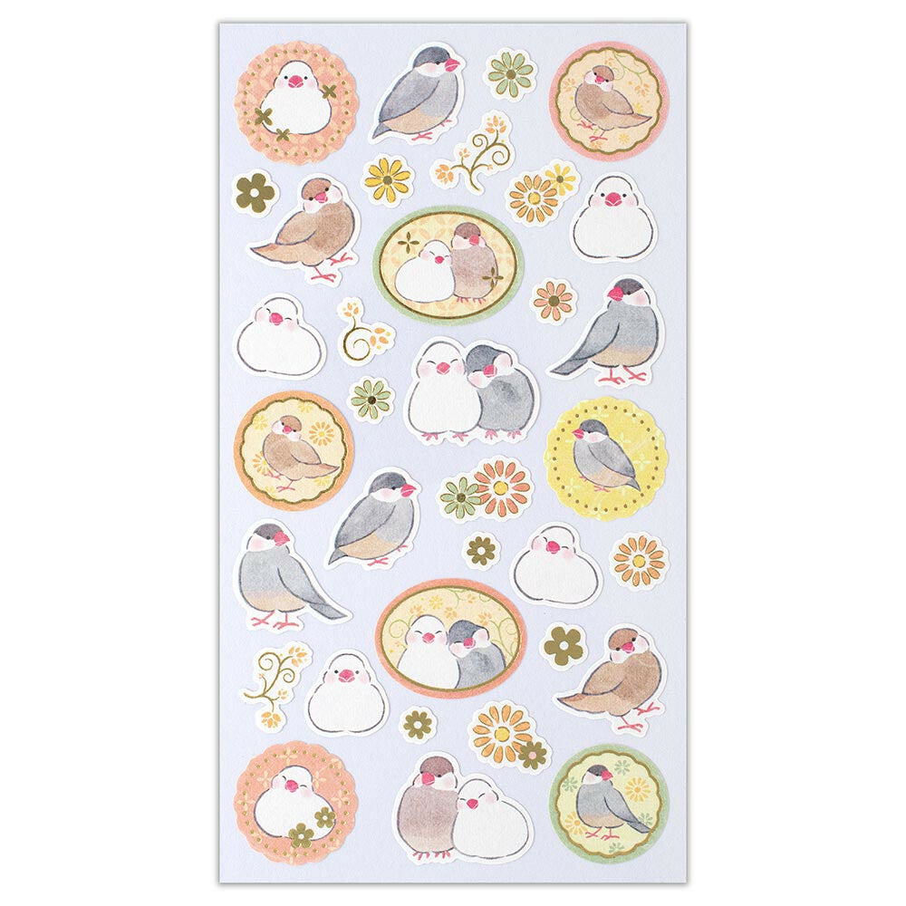 Java Sparrow Japanese Washi Stickers with Gold Accent