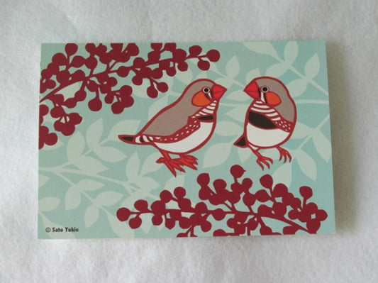 Zebra Finch Postcard Yukie-50 - Boutique SWEET BIRDIE