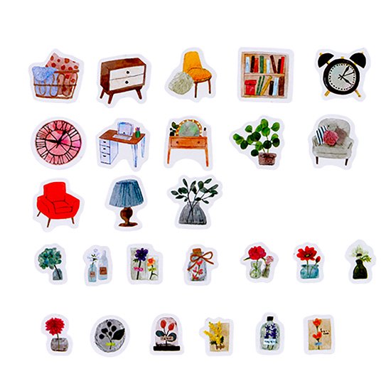 BANDE Sets of 2 Furniture & Flowers Kalo Japanese Washi Roll Stickers 300 stickers