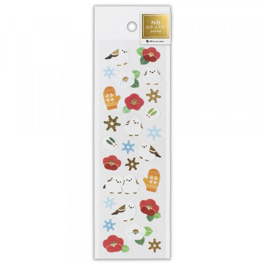 Long-tailed Tit Non Woven Stickers with Glitter Accent