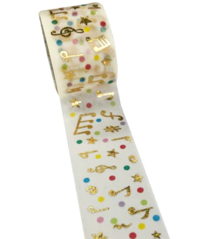 Music Note Gold Glitter Japanese Washi Tape Shinzi Katoh Design
