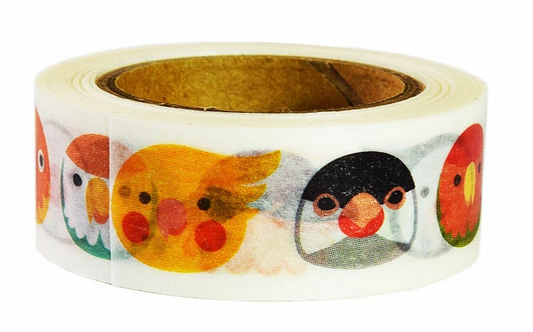 Bird face White Japanese Washi Tape Cockatiel Java Sparrow Lovebird Budgie Budgerigar Parakeet Pacific Parrotlet Shoebill Laughing Kookaburra - Boutique Sweet Birdie