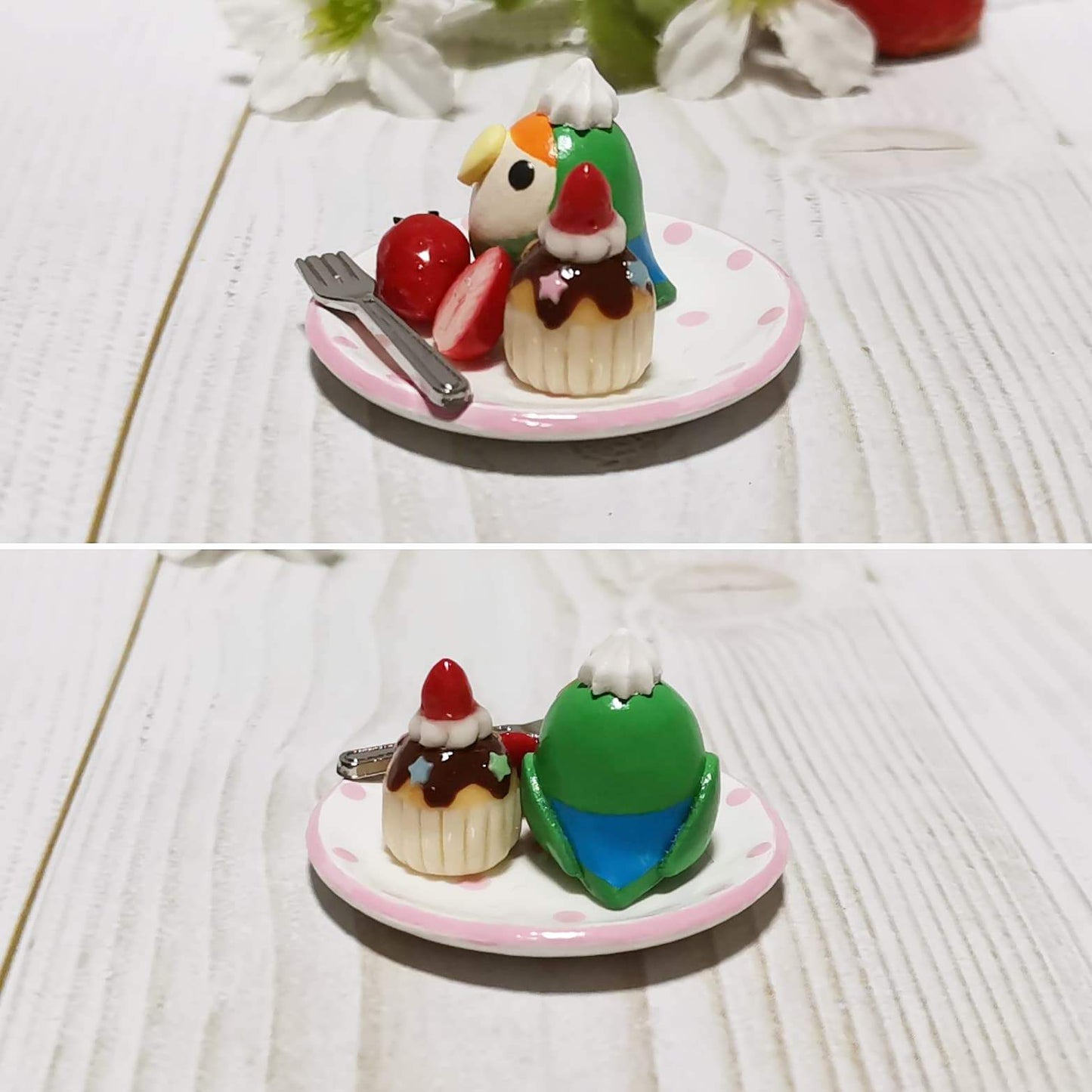 Miniature Lovebird with Strawberry Cupcake