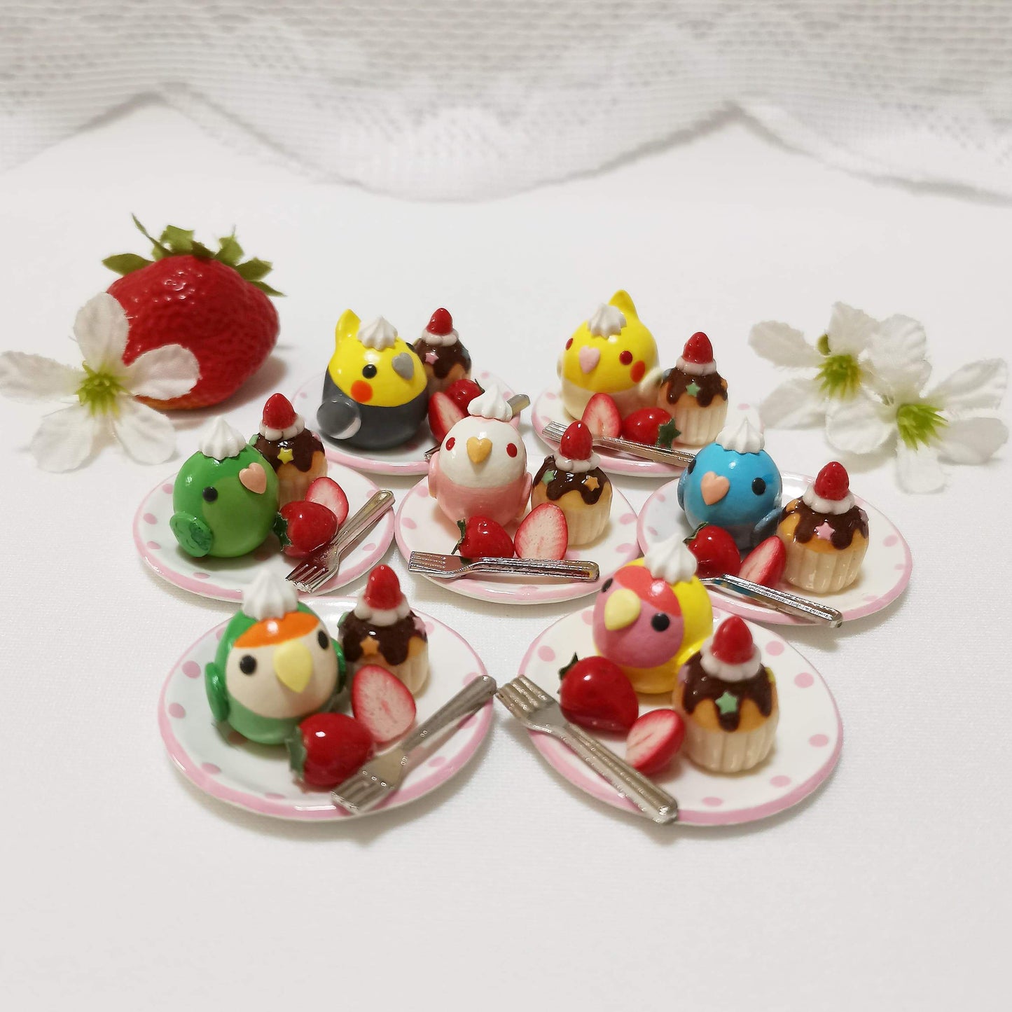 Miniature Lovebird with Strawberry Cupcake
