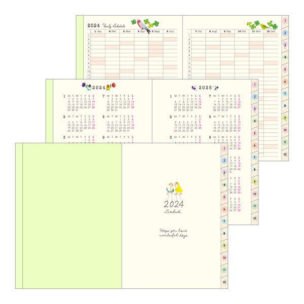 2024 Bird Planner Diary Schedule Book A6 Size Midori
