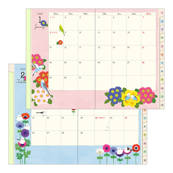 2024 Bird Planner Diary Schedule Book B6 Size Midori