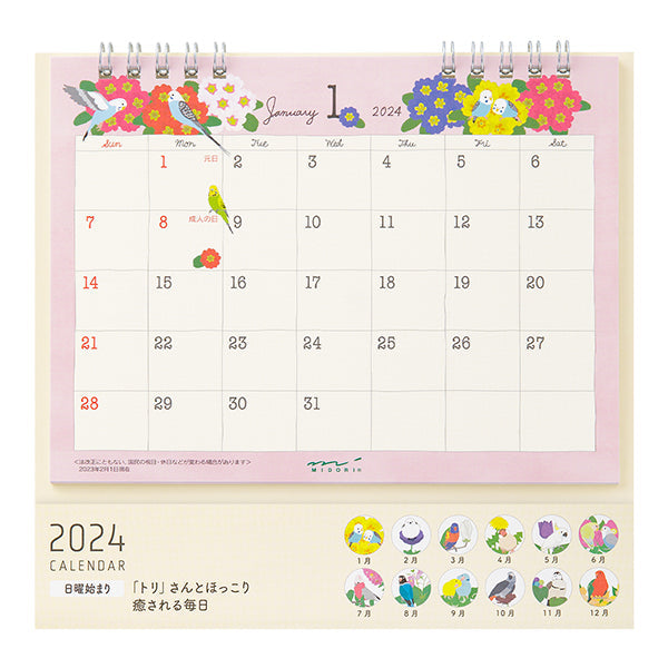 2024 Bird & Flower Stand Desk Calendar
