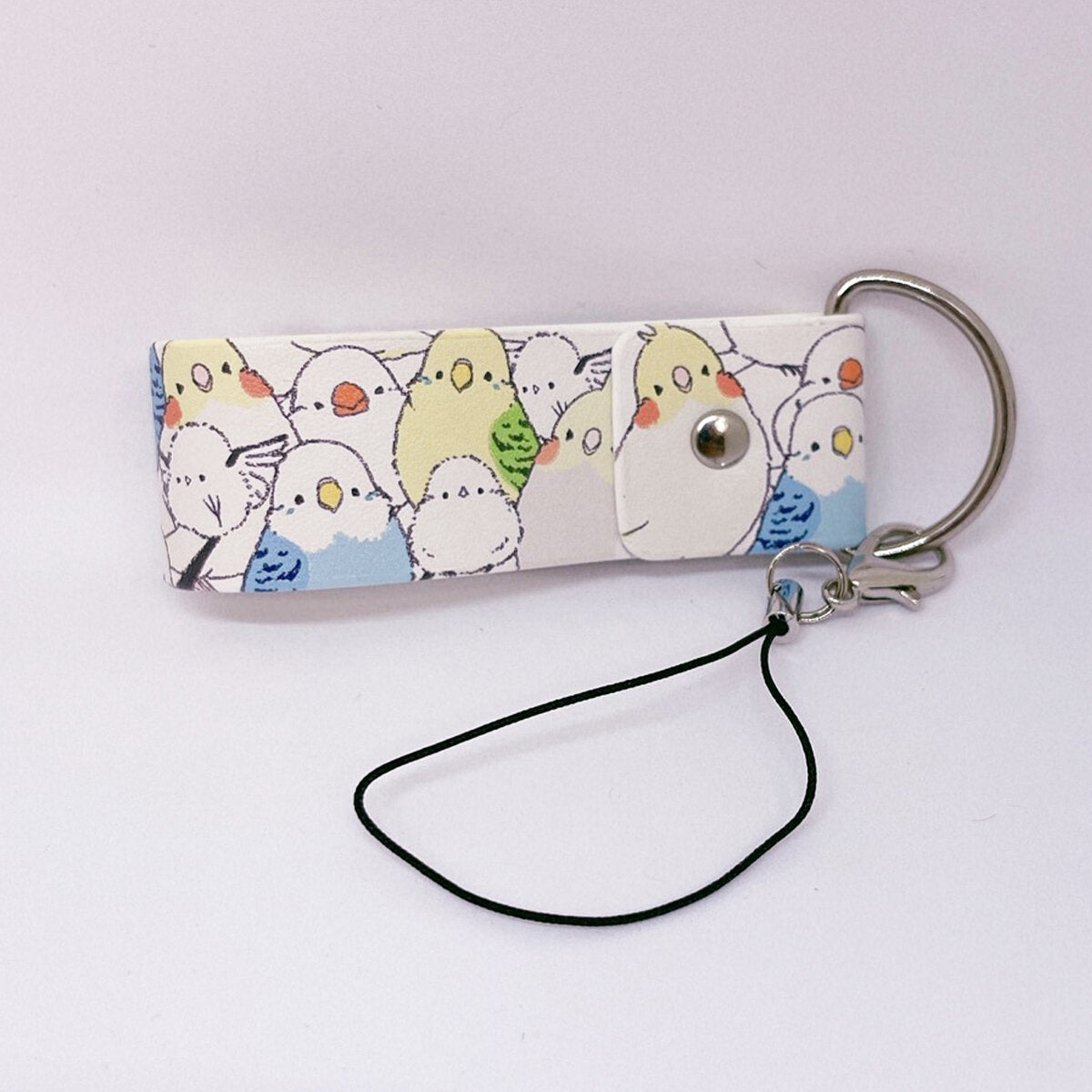 Long-tailed Tit Budgie Cockatiel Java Sparrow Leather Strap Key Holder