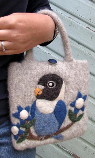 愛鳥コレクション　羊毛フェルトバッグ　ボタンインコ - 小鳥雑貨専門のお店　スウィート・バーディー・ブティック