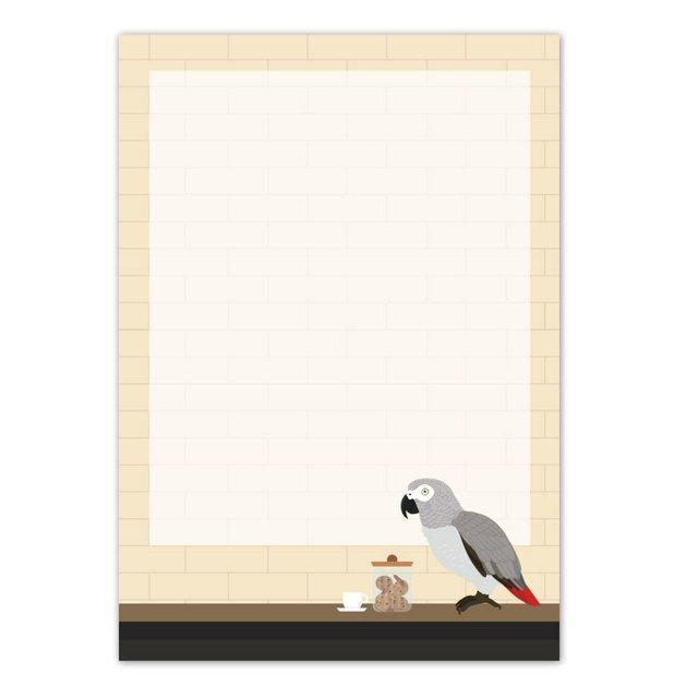 African Gray Parrot in the Cafe Memo Pad