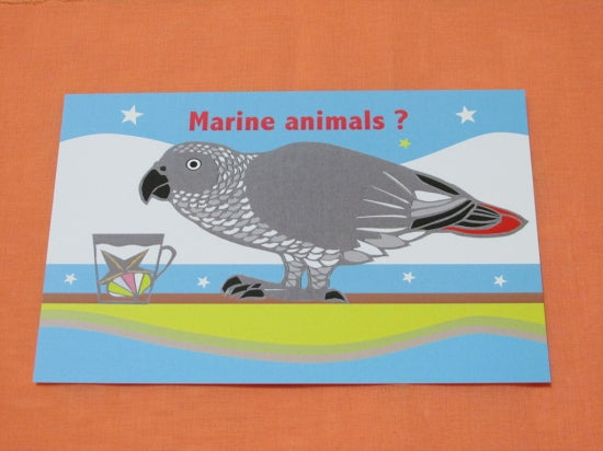 African Gray Parrot Postcard Yukie-15 - Boutique SWEET BIRDIE