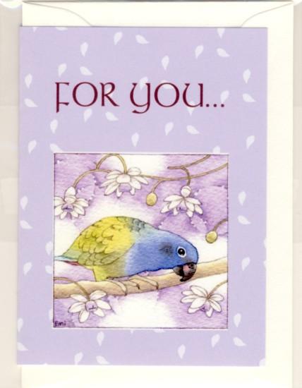 Blue-headed Parrot Message Card Note Card - Boutique SWEET BIRDIE