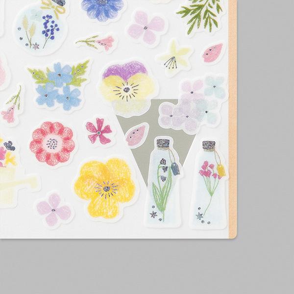 Flower Pressing Japanese Washi Stickers with Silver Accent (82453-006) - Boutique SWEET BIRDIE