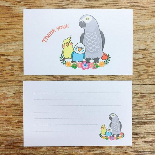 Sets of 10 Mini Message Cards Cockatiel Budgie African Gray Parrot