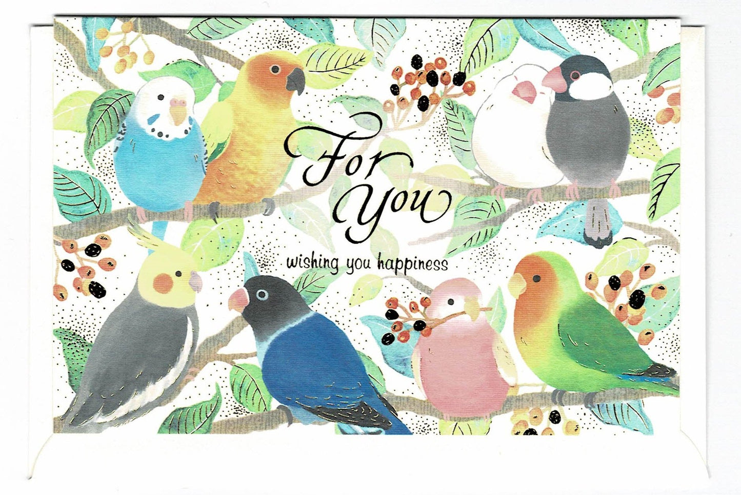 Greeting Card with Gold Accent Budgie Sun Parakeet Java Sparrow Cockatiel Lovebird Bourke's Parakeet