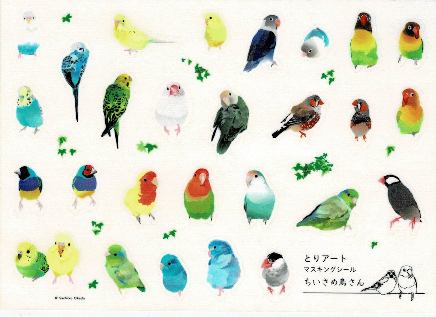 Budgie Pacific Parrotlet Lovebird Gouldian Finch Zebra Finch Java Sparrow Japanese Washi Stickers