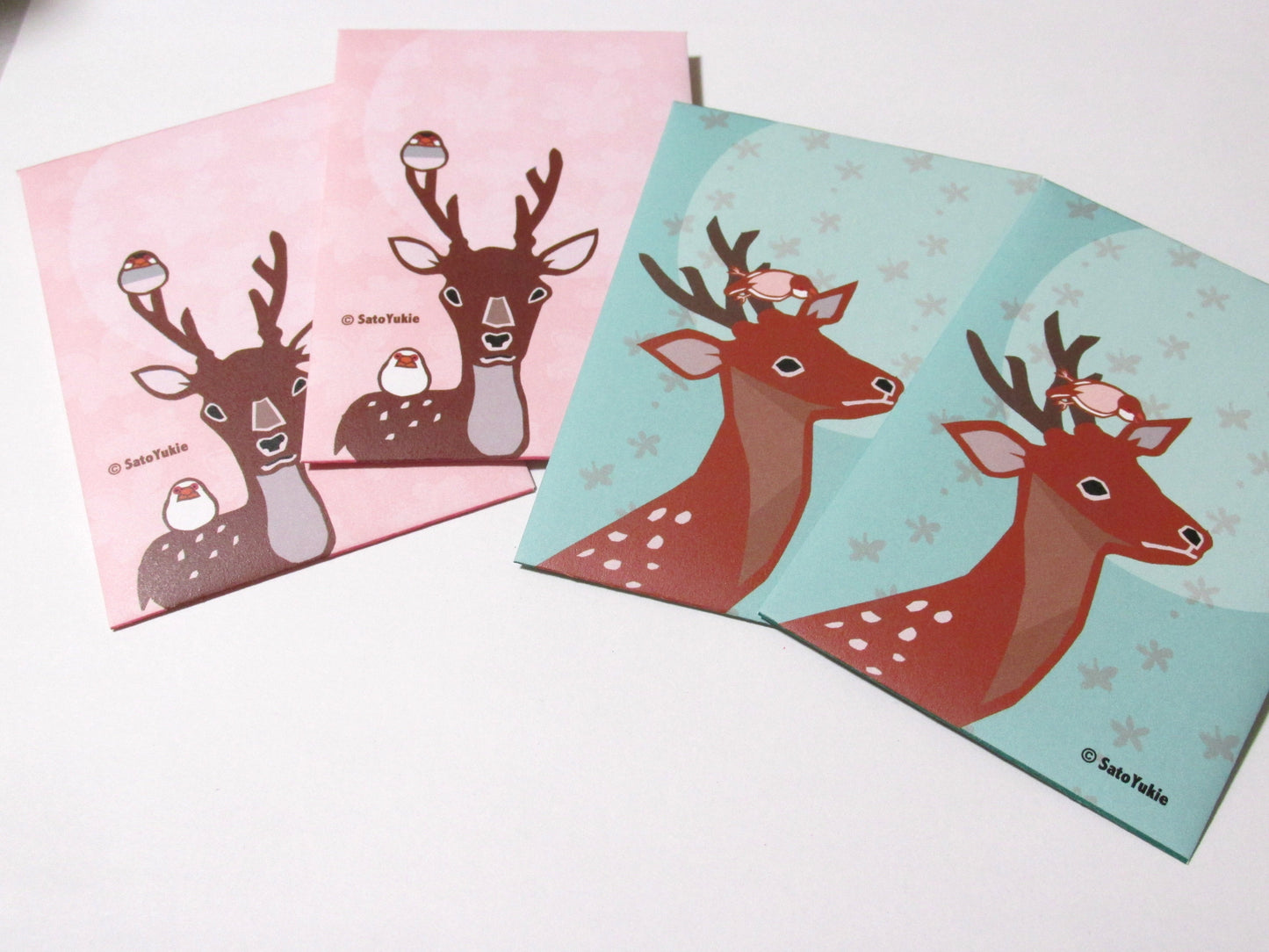 Sets of 4 Java Sparrow and Deer Mini Envelopes