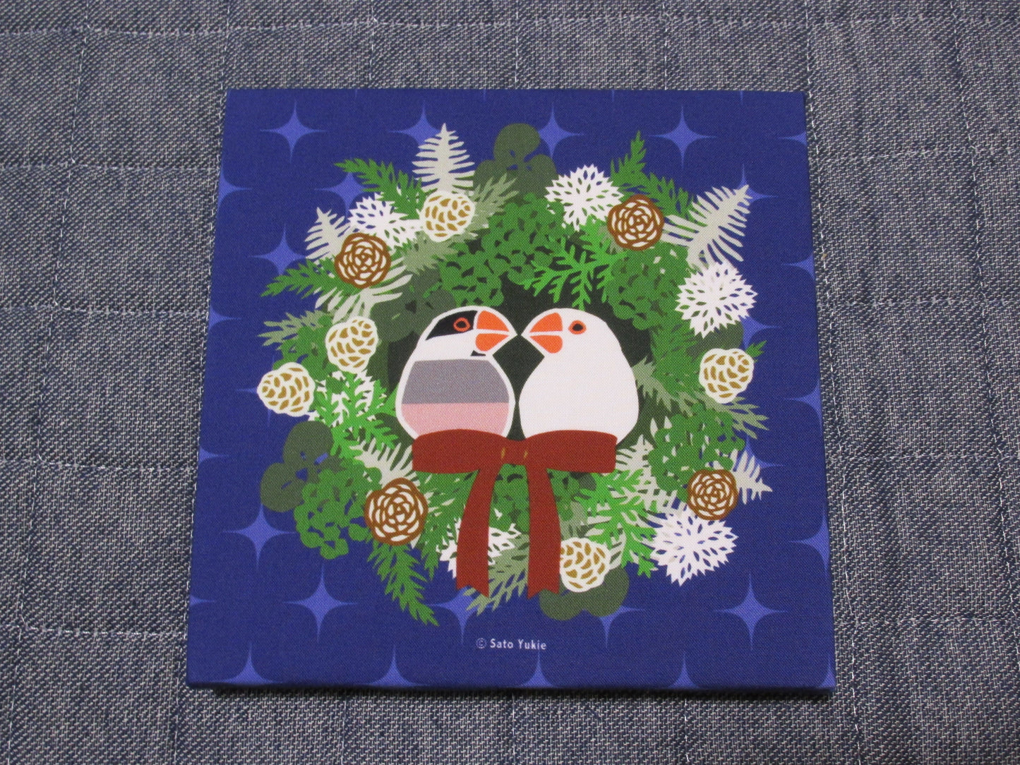 Java Sparrow Christmas Fabric Panel