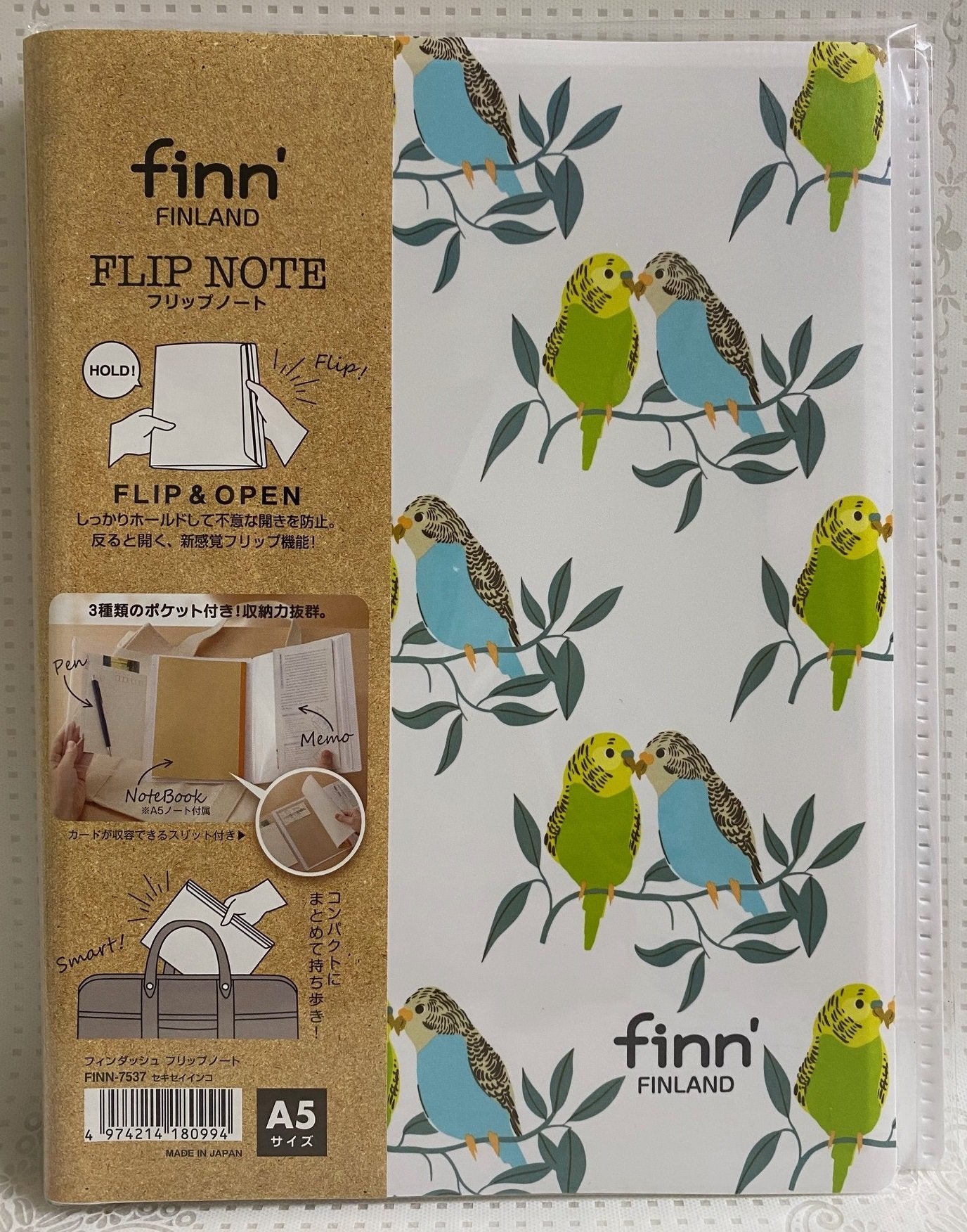 Budgie Notebook Cover with a Notebook A5 size Flip Style