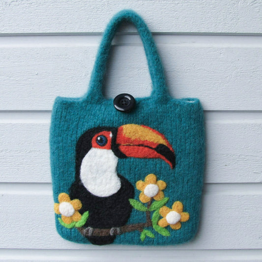 Toucan Wool Felted Bag - Boutique SWEET BIRDIE