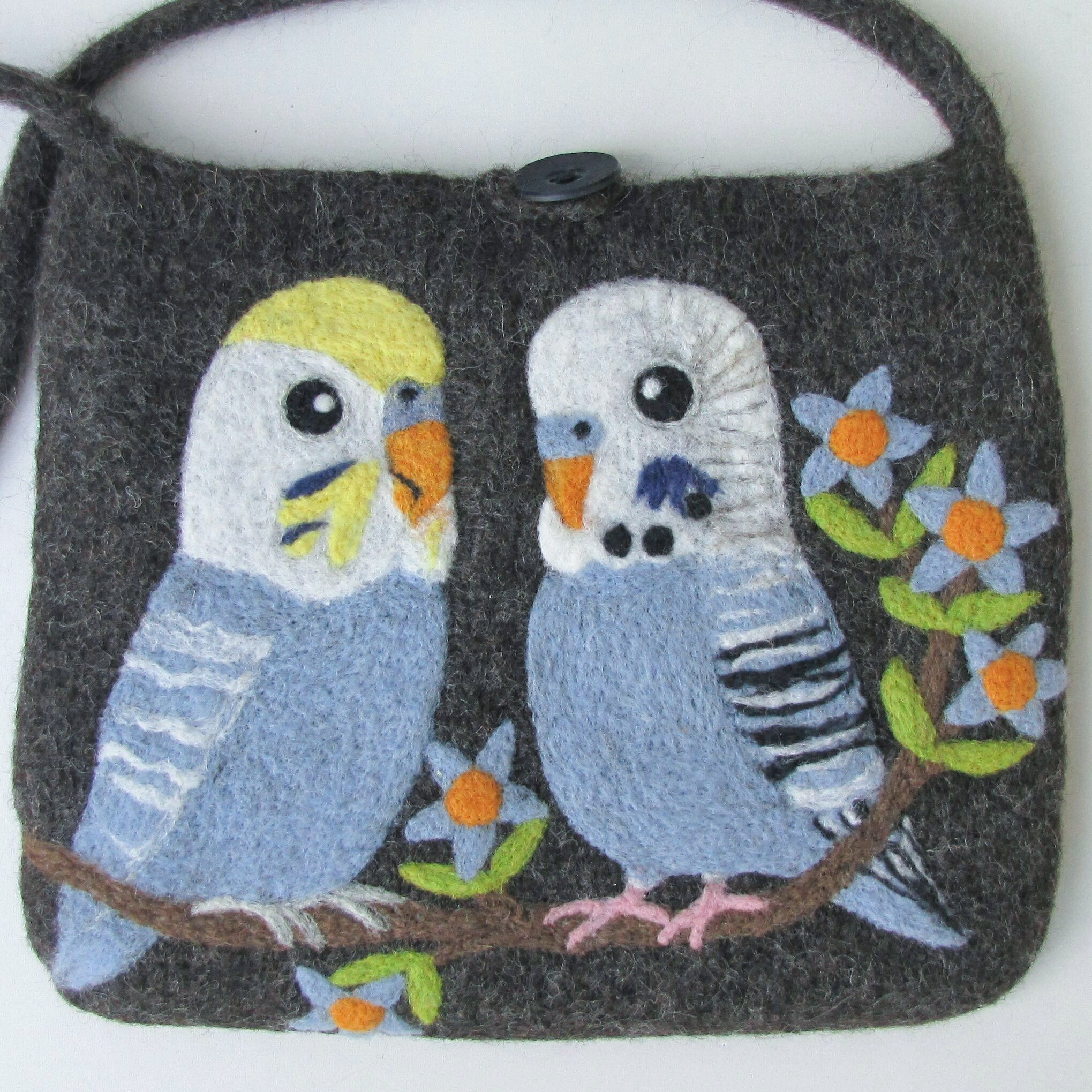 Budgie Wool Felted Large Bag Large Size - Sweet Birdie Boutique