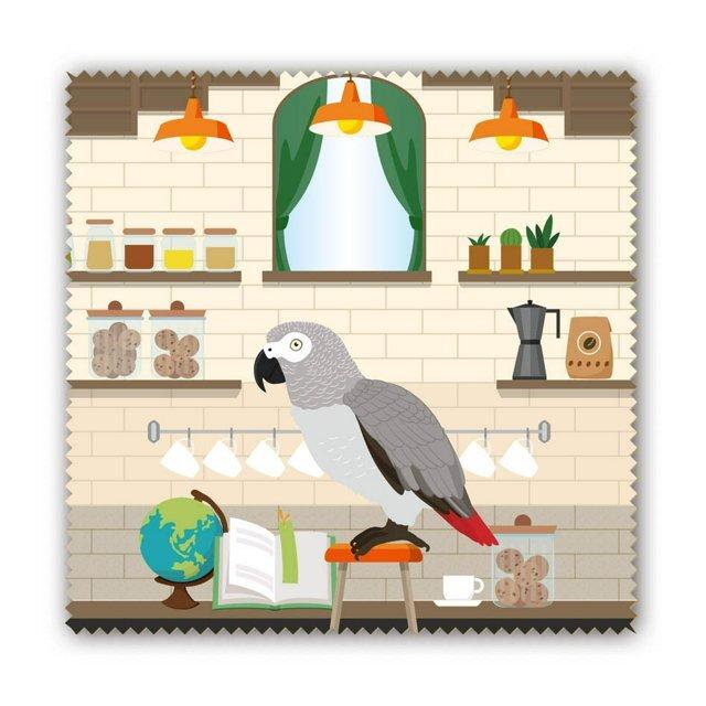 African Gray Parrot in the Cafe Lens Cloth Microfiber Cloth