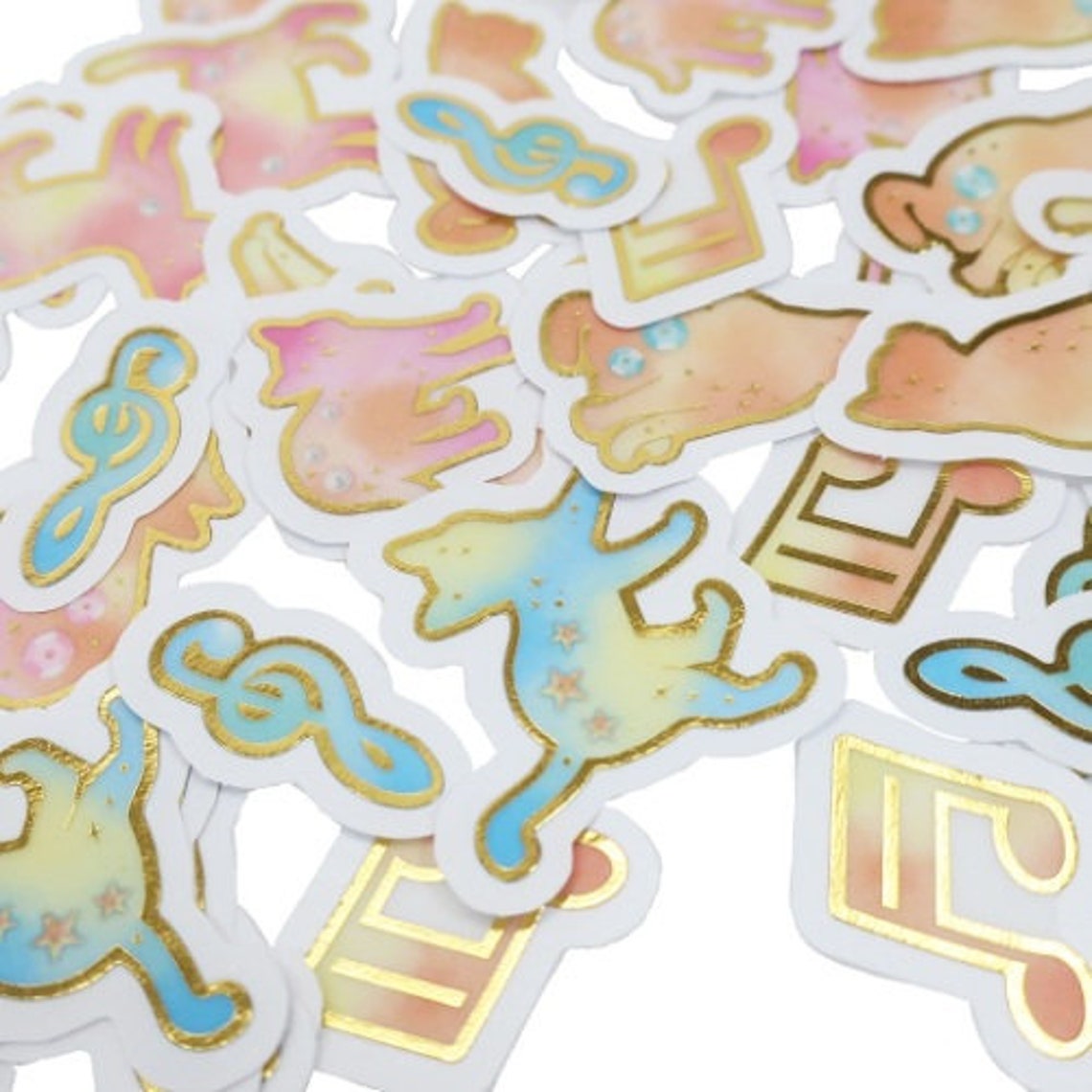 Cat Stickers Flakes with Gold Accent 40 pieces