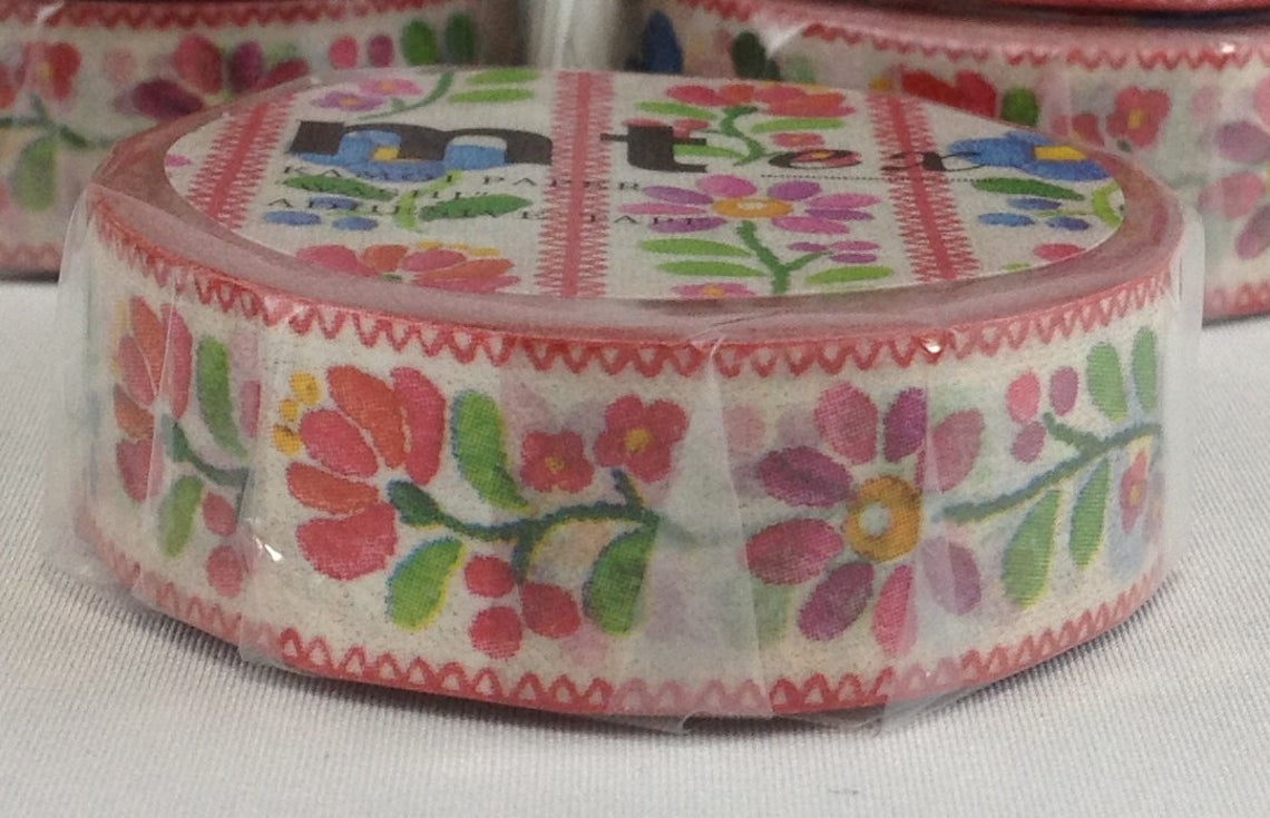 mt ex Flower Embroidery Japanese Washi Tape Masking Tape MTEX1P68 - Boutique SWEET BIRDIE