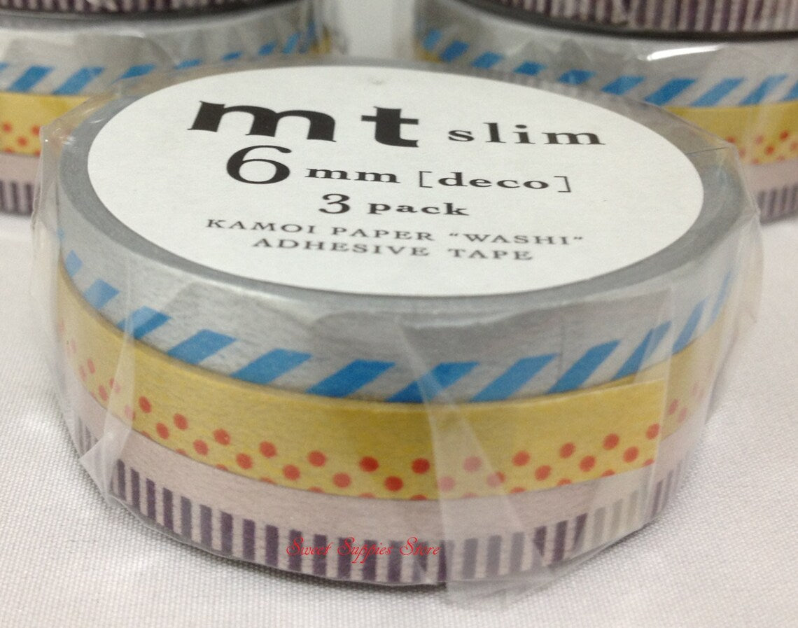 mt slim Twist cord B Japanese Washi Tape 6mm Sets of 3