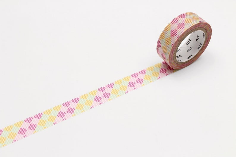 mt deco Checkers Stripe Pink Japanese Washi Tape Masking Tape