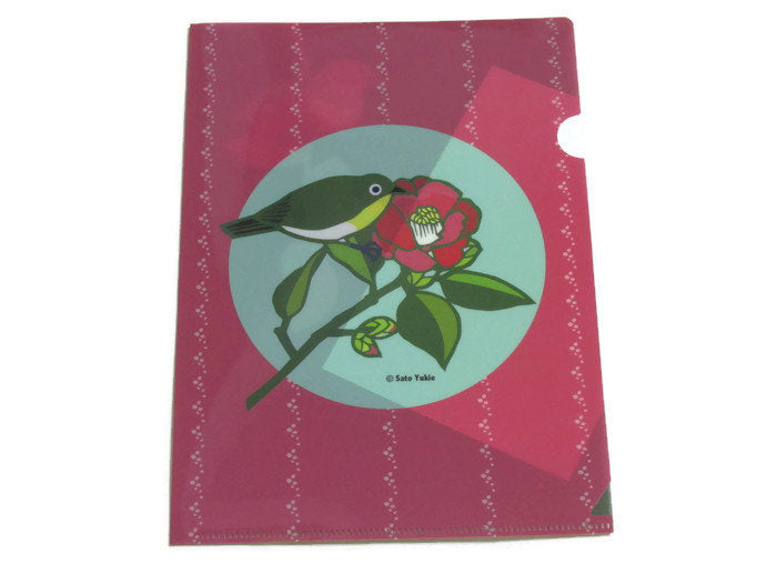A5 File Folder  Organizer Bird Japanese White-eye & Camellia (yukie-905) - Boutique SWEET BIRDIE