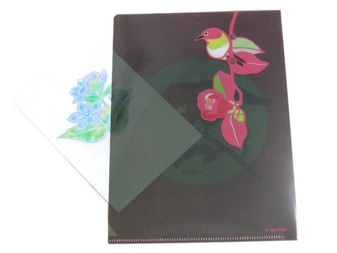 A5 File Folder  Organizer Bird Japanese White-eye & Camellia (yukie-905) - Boutique SWEET BIRDIE