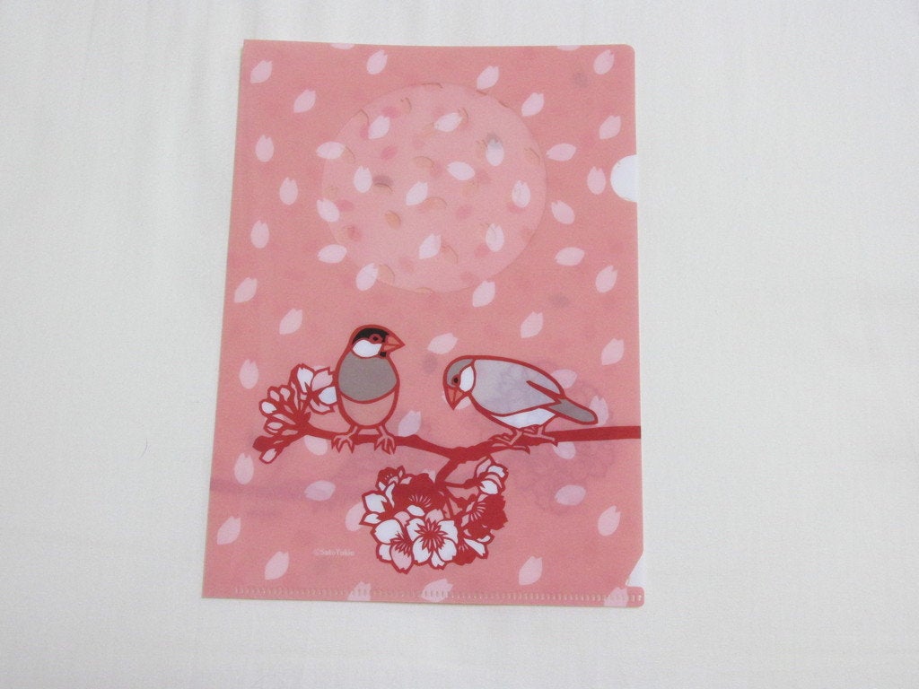 A5 File Folder Organizer Bird Java Sparrow & Cherry Blossom - Boutique Sweet Birdie