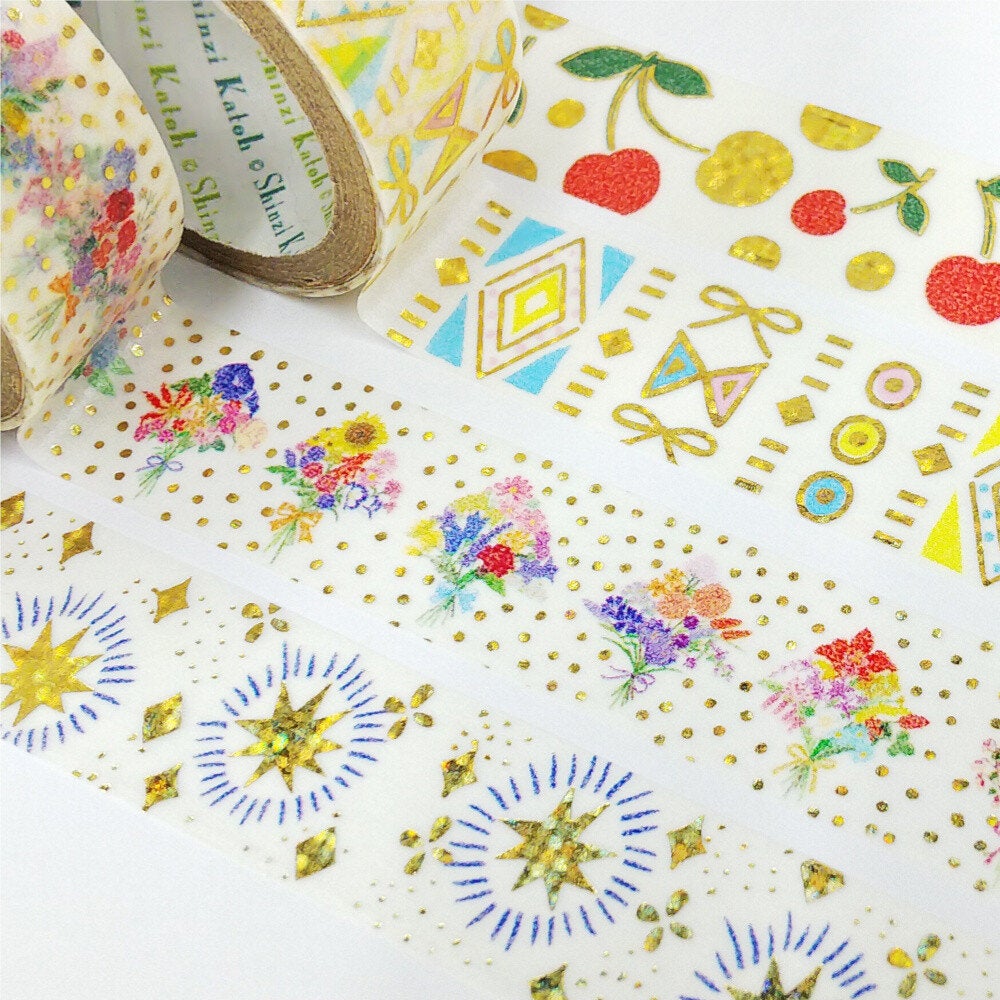 Butterfly & Ribbon Gold Glitter Japanese Washi Tape Shinzi Katoh Design - Boutique SWEET BIRDIE